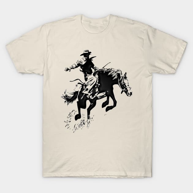 Western Era - Cowboy on Horseback 6 T-Shirt by The Black Panther